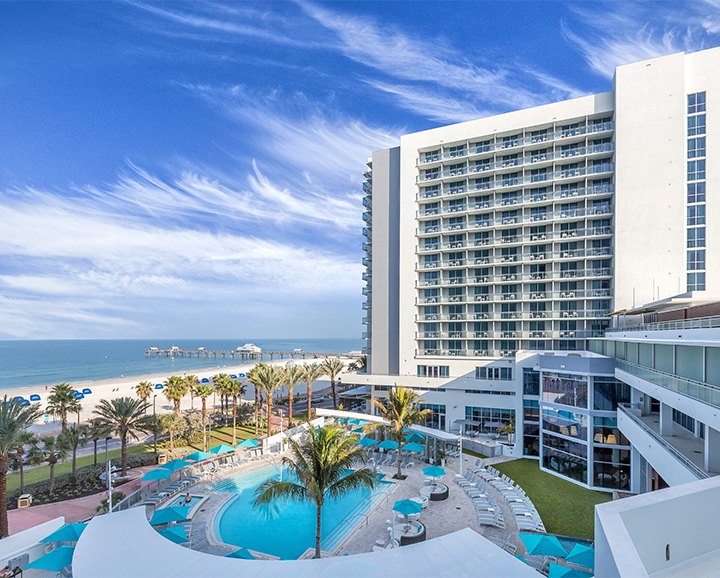 Aerial view of Wyndham Grand Clearwater Beach pool